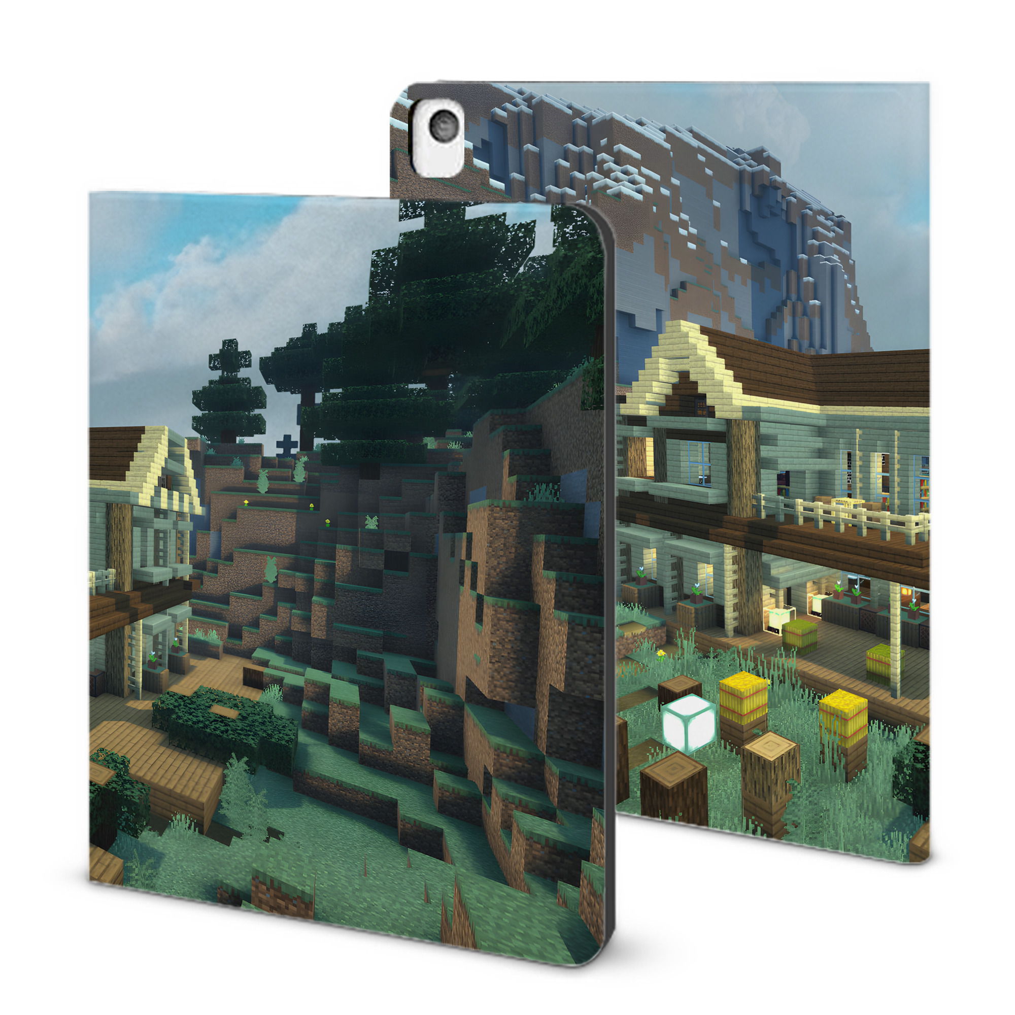 （画像用） マインクラフト ブロックの世界 Minecraft MC Block world IPadケース ペンホルダー付き ブックスタイルデザイン